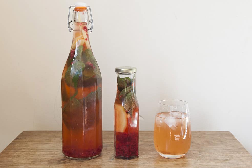 bottled kombucha apple, berry and mint