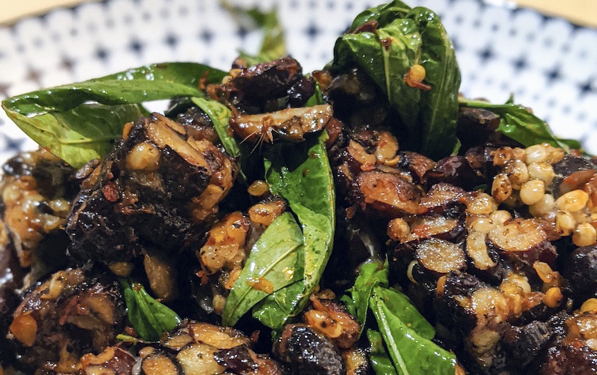 Tempeh with Thai basil and sambal