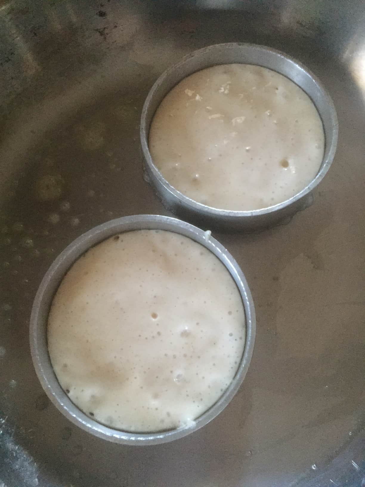 Sourdough Crumpets cooking