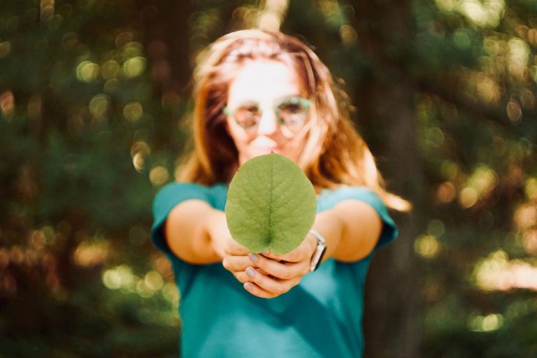 lady with leaf