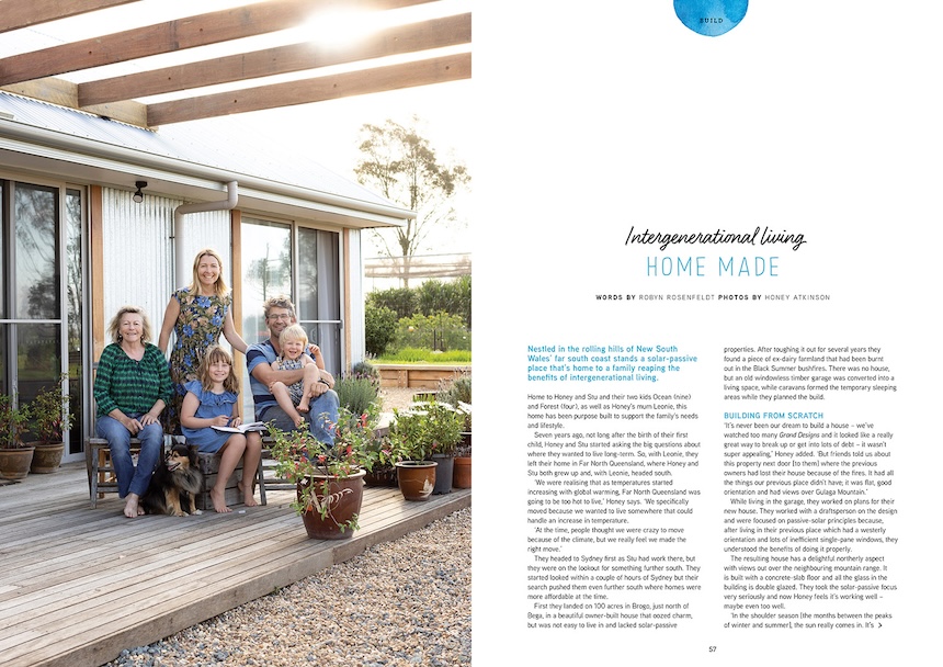 Nestled in the rolling hills of New South Wales’ far south coast stands a solar-passive place that’s home to a family reaping the benefits of intergenerational living.